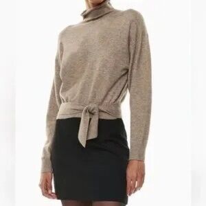 Women's Beige Sweater with Tie Waist